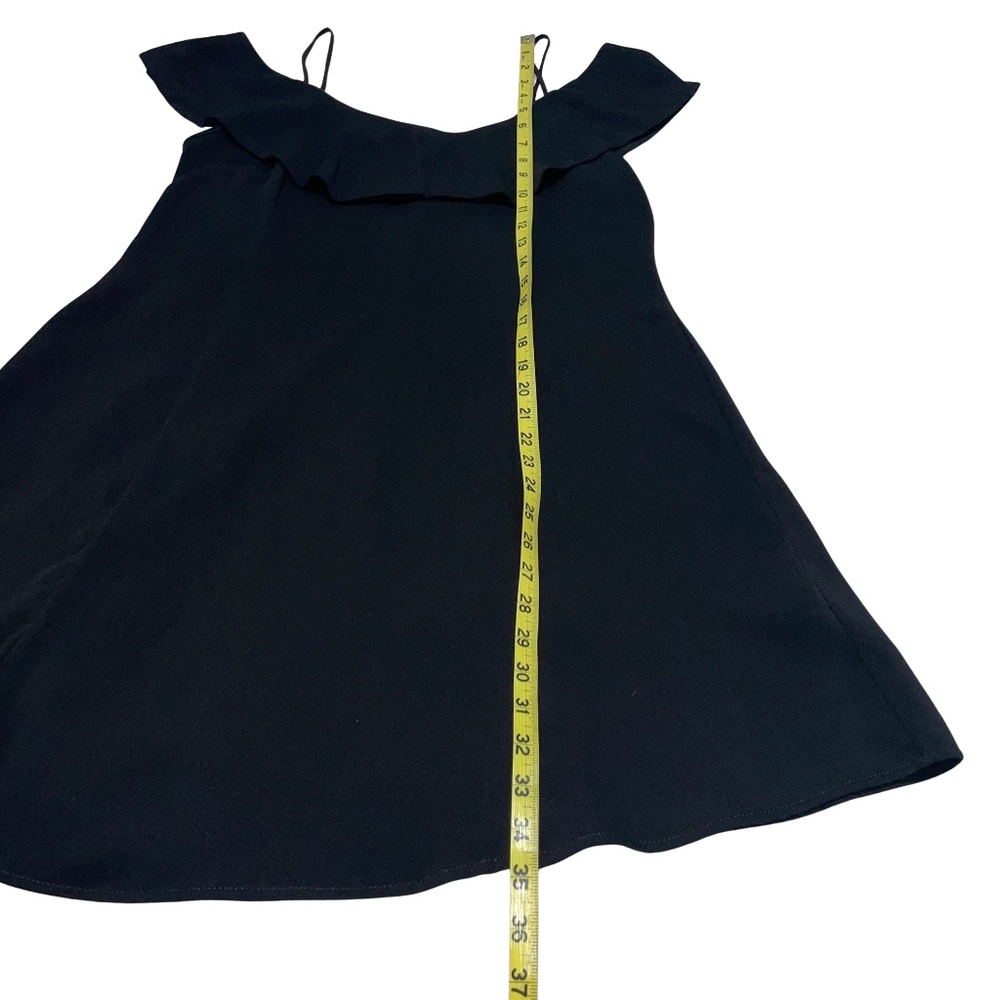 Zara Basic Cold Shoulder Spaghetti Strap Black Pu… - image 6